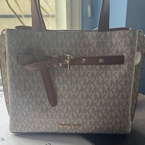 Michael Kors Signature Brown and Cream Satchel